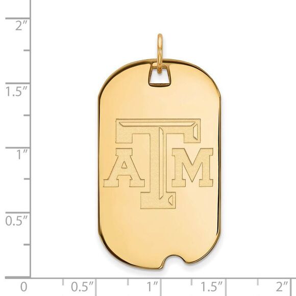 14k Gold Plated Silver Texas A&M U. Large Dog Tag Pendant